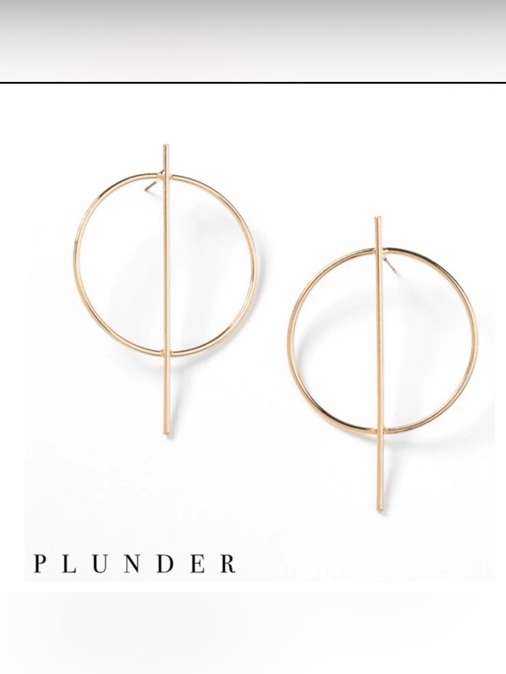 Plunder Design Jewelry Adelaide Gold Circle Bar Earrings - Minimal Hoop Drop